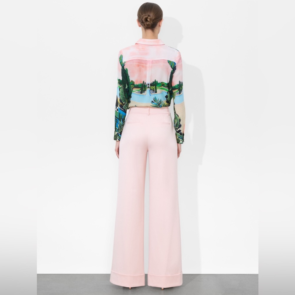 NWT Alice + Olivia Willa Silk Top In Palm Beach - Picture 5 of 10